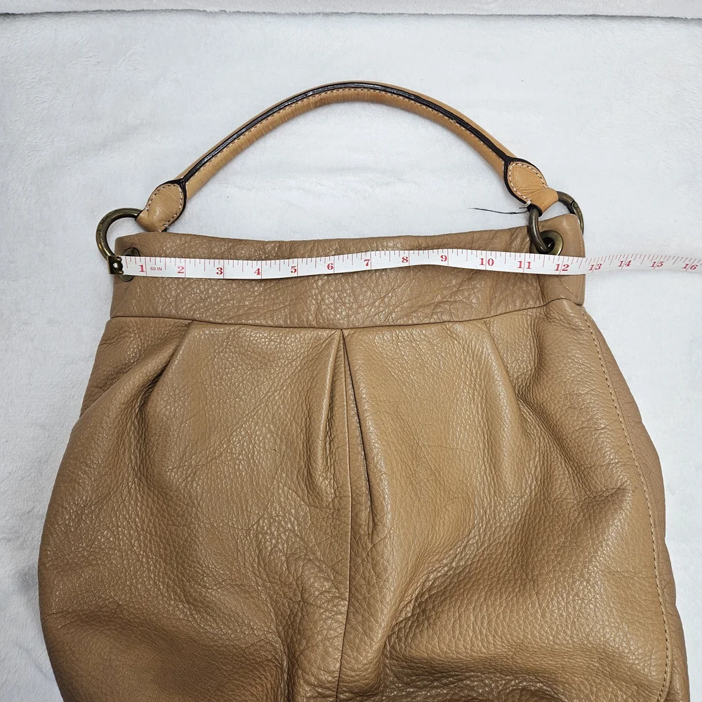 J.Crew Tan Pebbled Leather Hobo Shoulder Bag Handbag Slouchy Purse